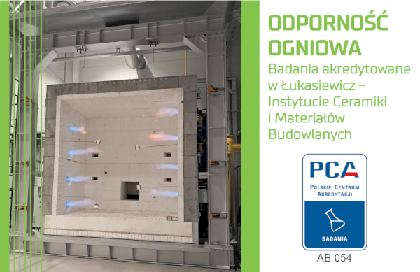 baner, odporność ogniowa badania akredytowane w Łukasiewicz - Instytucie Ceramiki i Materiałów Budowlanych